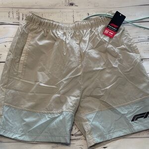 Formula 1 Beige and Light Blue Athletic Shorts Size S NWT